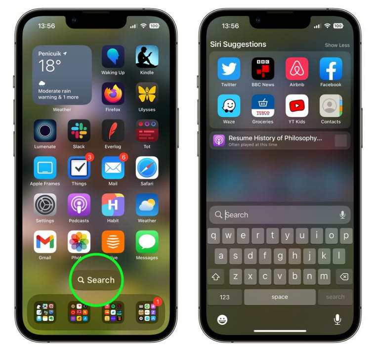 隆林苹果手机维修分享升级到 iOS 16 后，如何删除主屏幕上的搜索按钮 