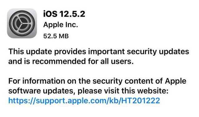 隆林苹果手机维修分享iOS12.5.2发布，建议所有老苹果用户安装 